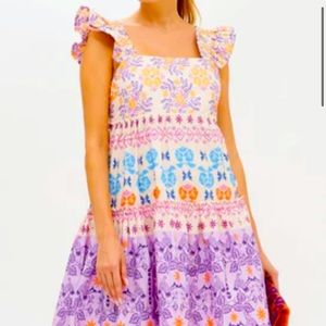 Oliphant Smocked Square Mini Dress in Paradiso Lilac
